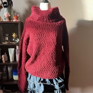 maroon red turtle neck knit sweater🌟